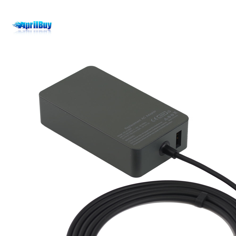 Pro Charger 44W 15V 2.58A Power Supply Compatible with Microsoft Surface Pro 6 Pro 5 Fits Model 1796 1800 Power Cord with 5V 1A USB Charging Port