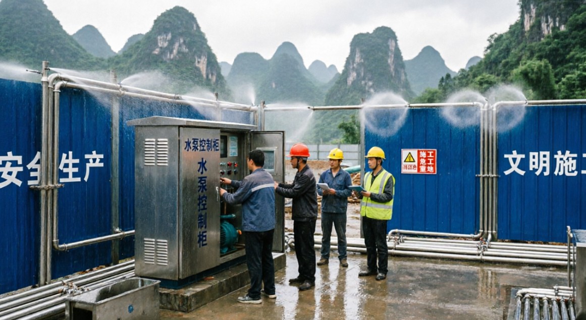 贵州工地围挡喷淋不出水、水压小、断断续续、自动启停故障排查方案
