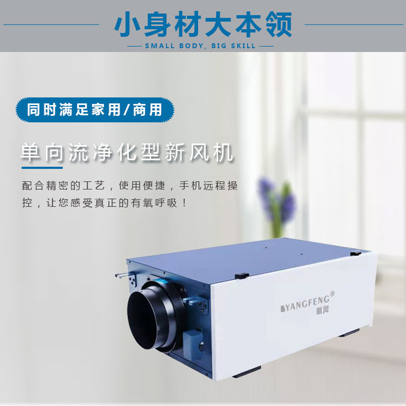 氧风单向流中央吊顶管道式净化新风系统送排风机除甲醛雾霾PM2.5