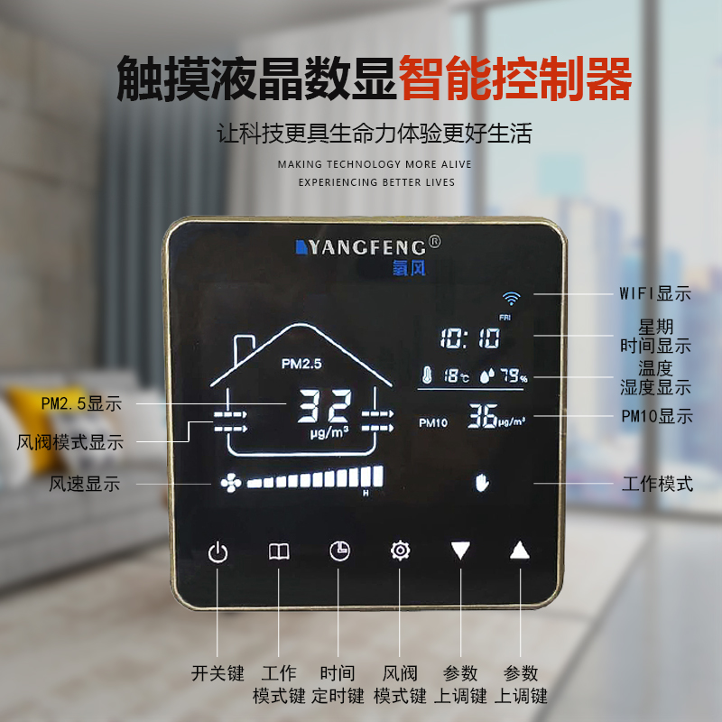 氧风家用吊顶中央管道式全热交换双向流新风系统新风换气机除甲醛