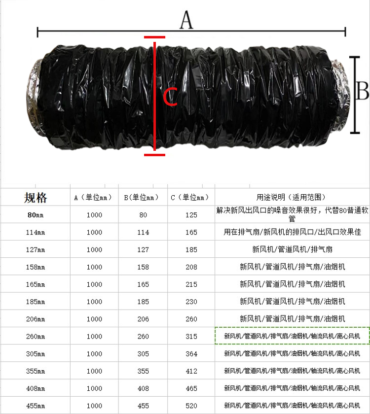 氧风新风消音管风管消声软管器通用管道风机降噪抽油烟机排气扇