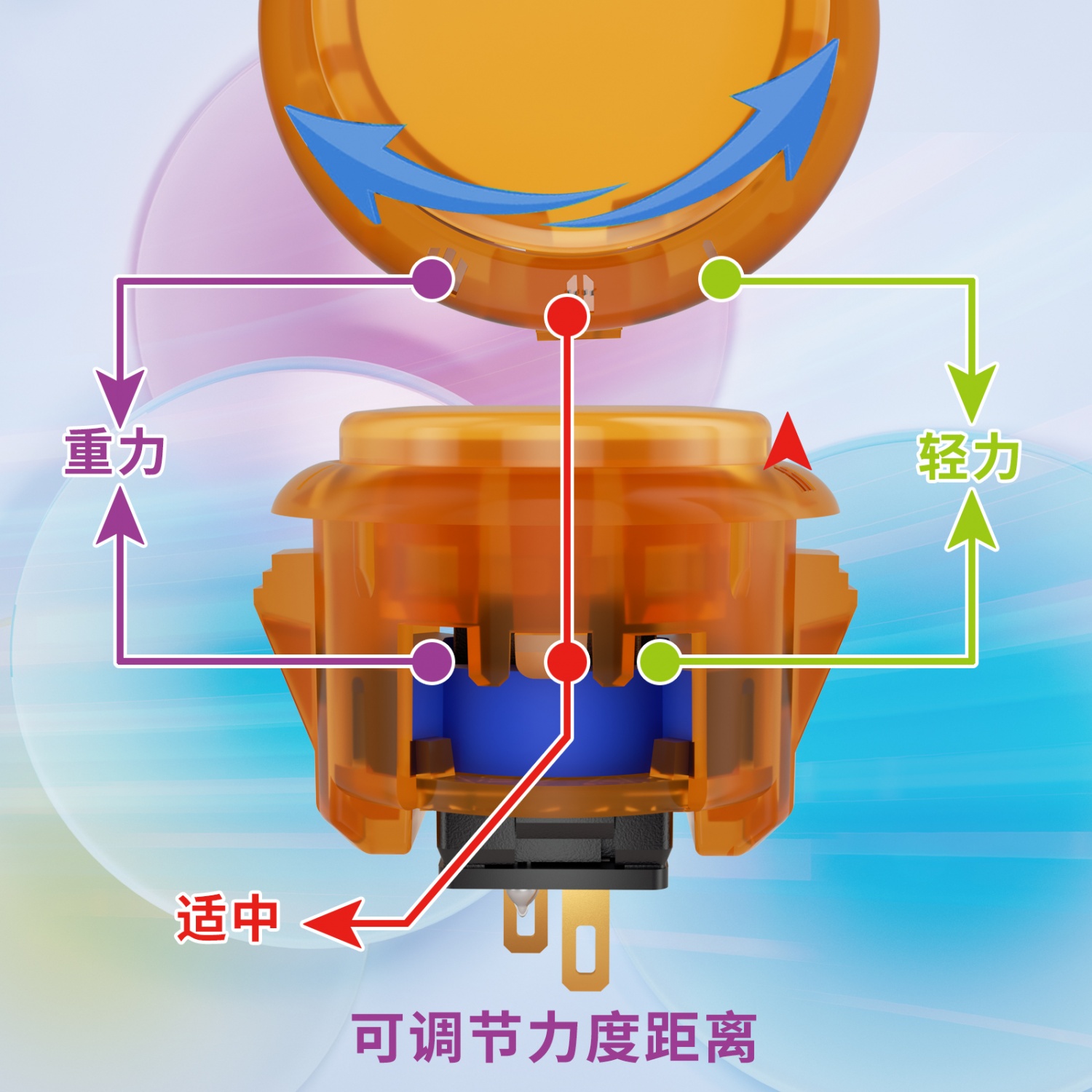 QANBA拳霸Gravity KT重力可调轻中重三档机械轴快速静音街机按键30mm按钮