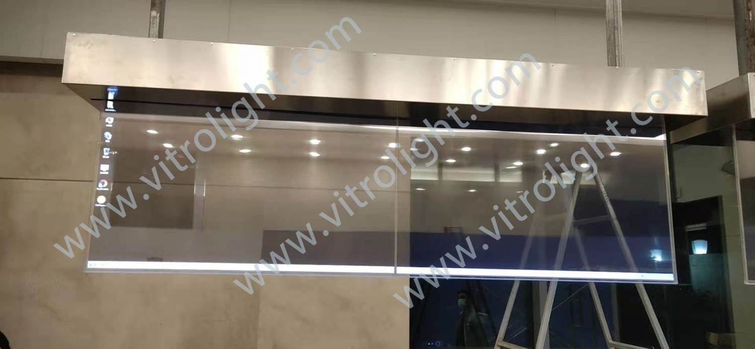 中国银行软件中心透明OLED1*2拼接吊装