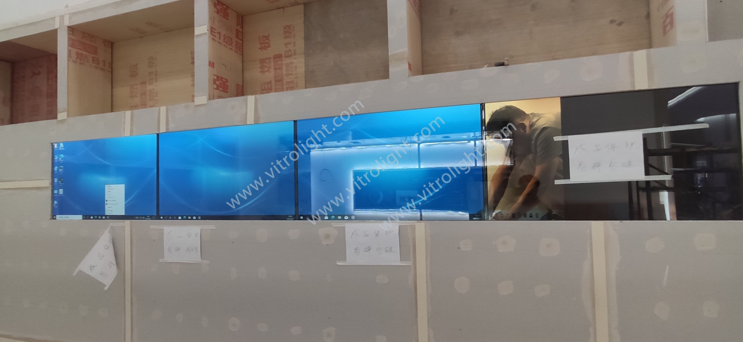 山东济宁胡集镇上门安装46寸1×4透明屏项目