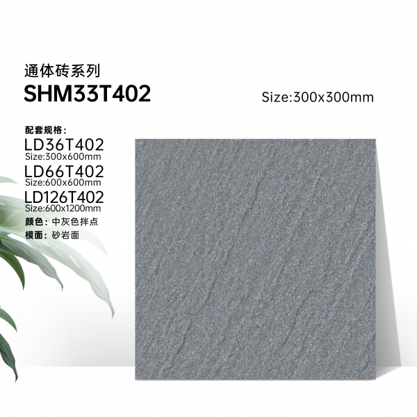 33T402  Full Body Porcelain Tile, Wind Sand Texture Matte Floor Tile for Outdoor & Indoor