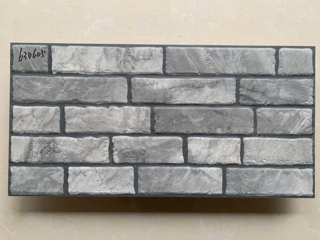 63D605  Grey brick Texture Ceramic Brick for Garden & Building Facade Tile