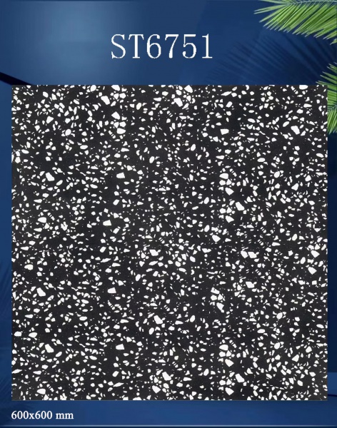 ST6751 Rustic Black Terrazzo Porcelain Tiles for Indoor Flooring