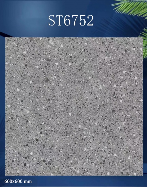 ST6752 Rustic Black Terrazzo Matte Antique Ceramic Tiles for Flooring