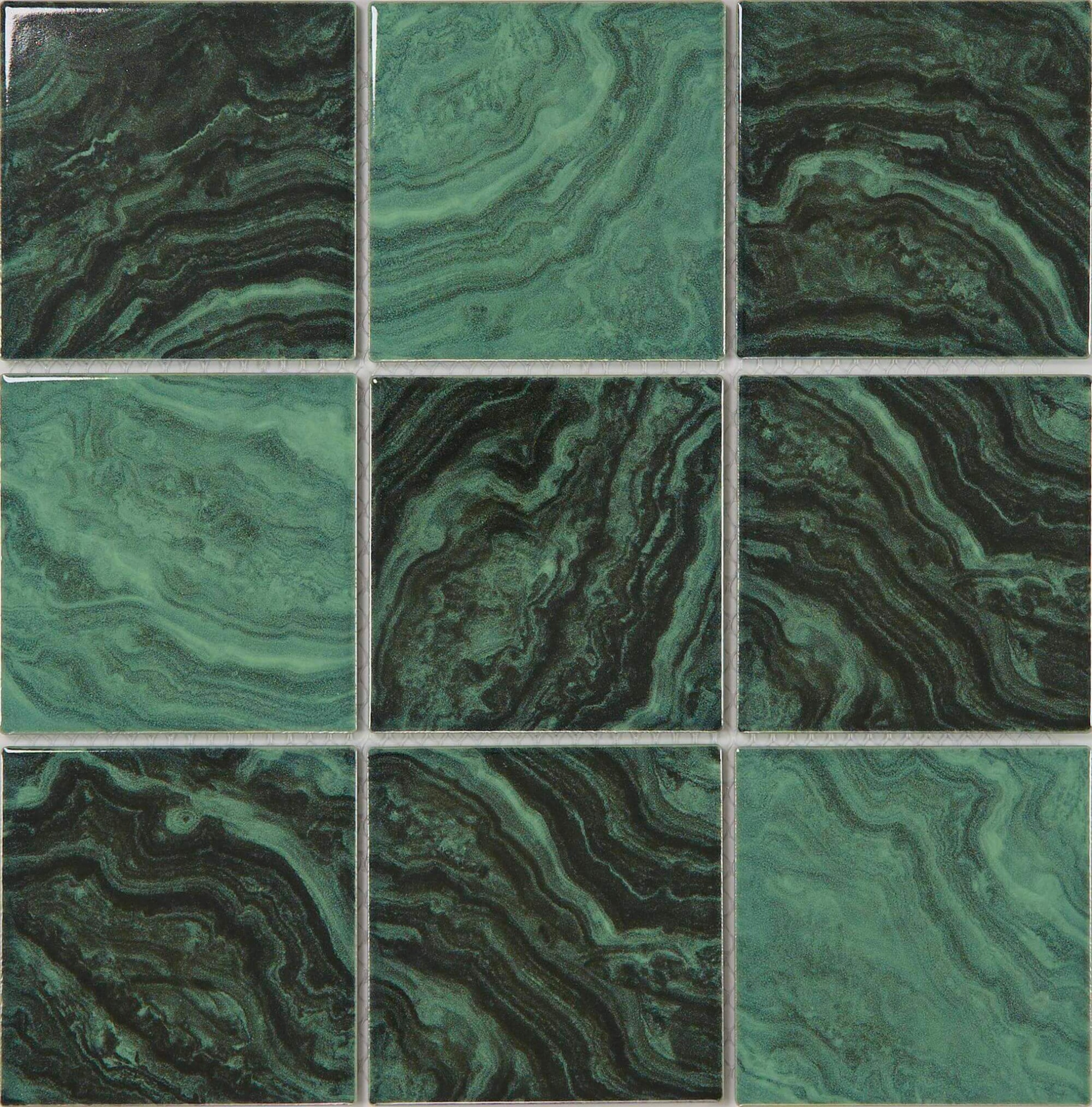 9706-67 Stone-Look Mesh-Mounted Ceramic Mosaic Tile
