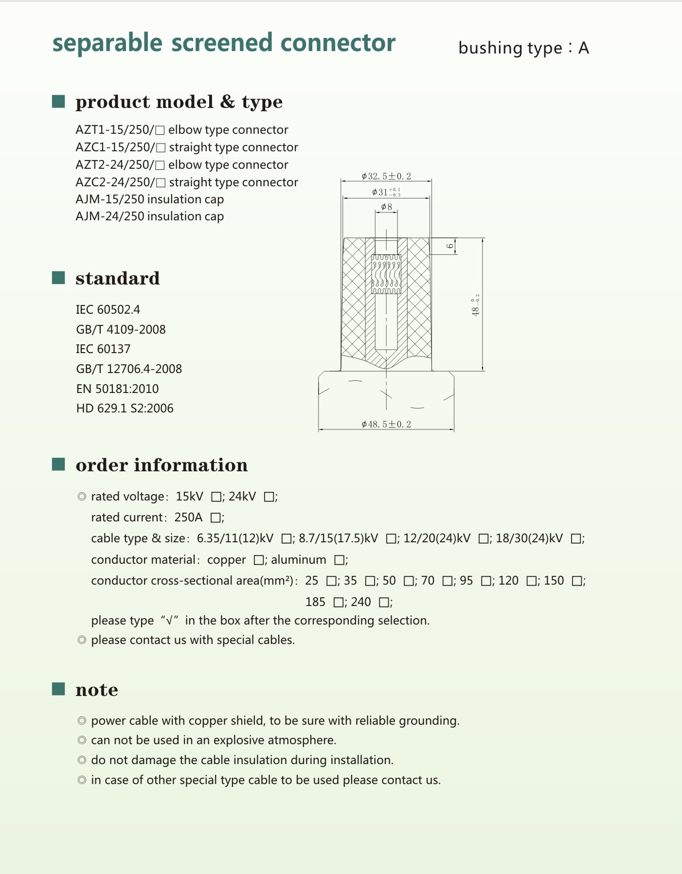 Type A Separable Screened Connector System 1