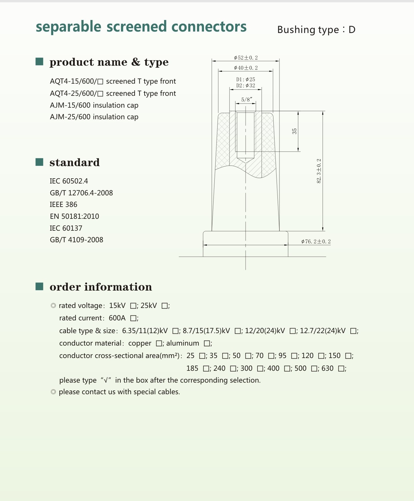Type D Separable Screened Connector For Power Systems 1