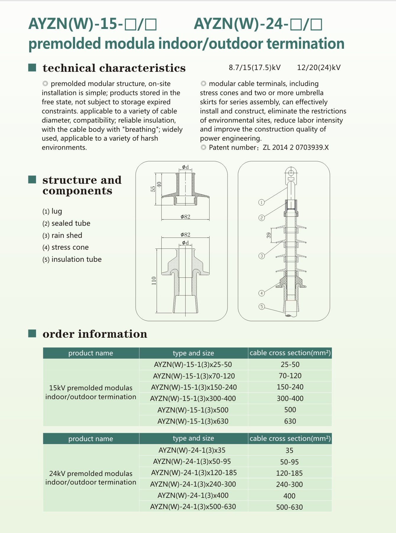 AYZN(W) 15kV 24kV Cold Shrink Cable Termination 1