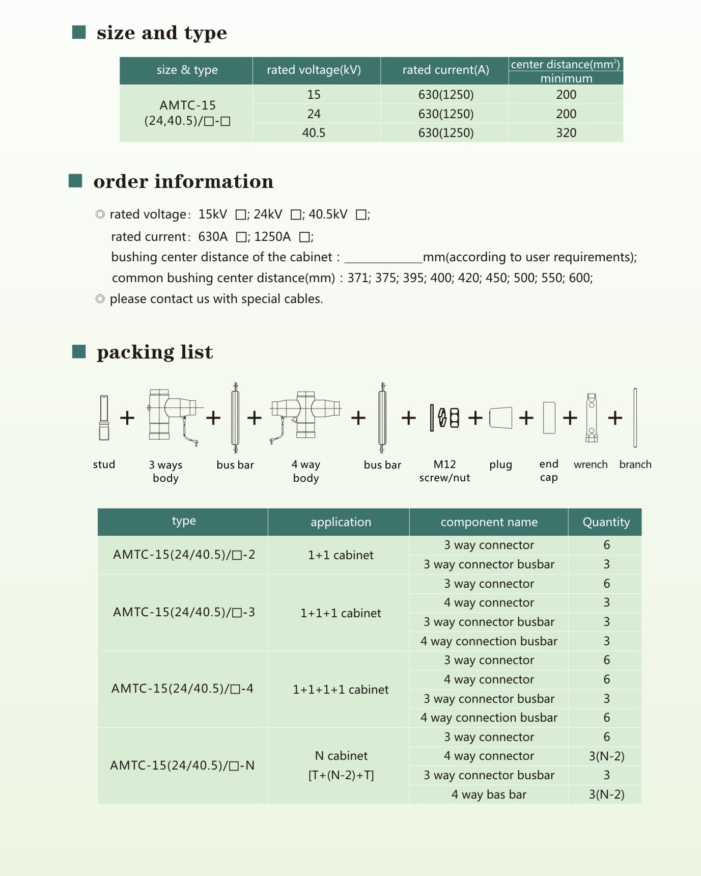 AMTC-15/24/40.5 Bus Bar Extension System