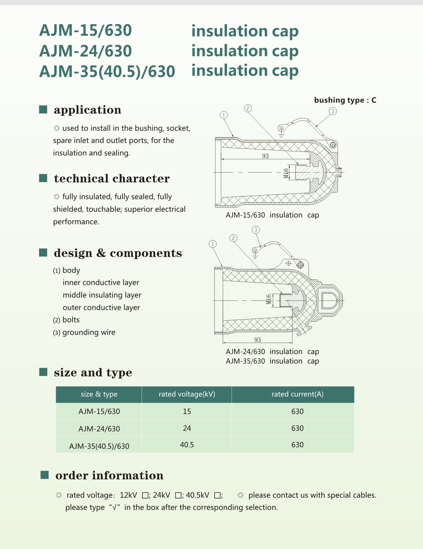 Heavy-Duty 630mm Insulation Caps Up 40.5kV