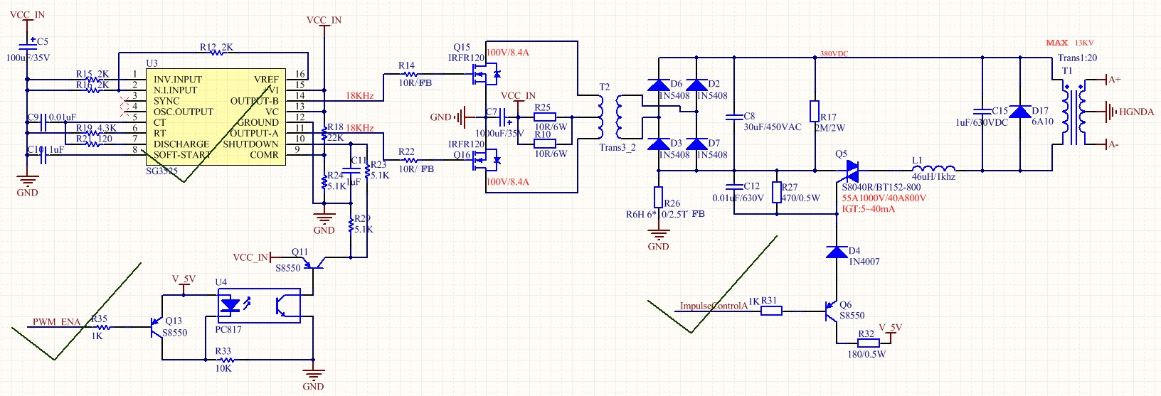 High voltage pulse circuit design