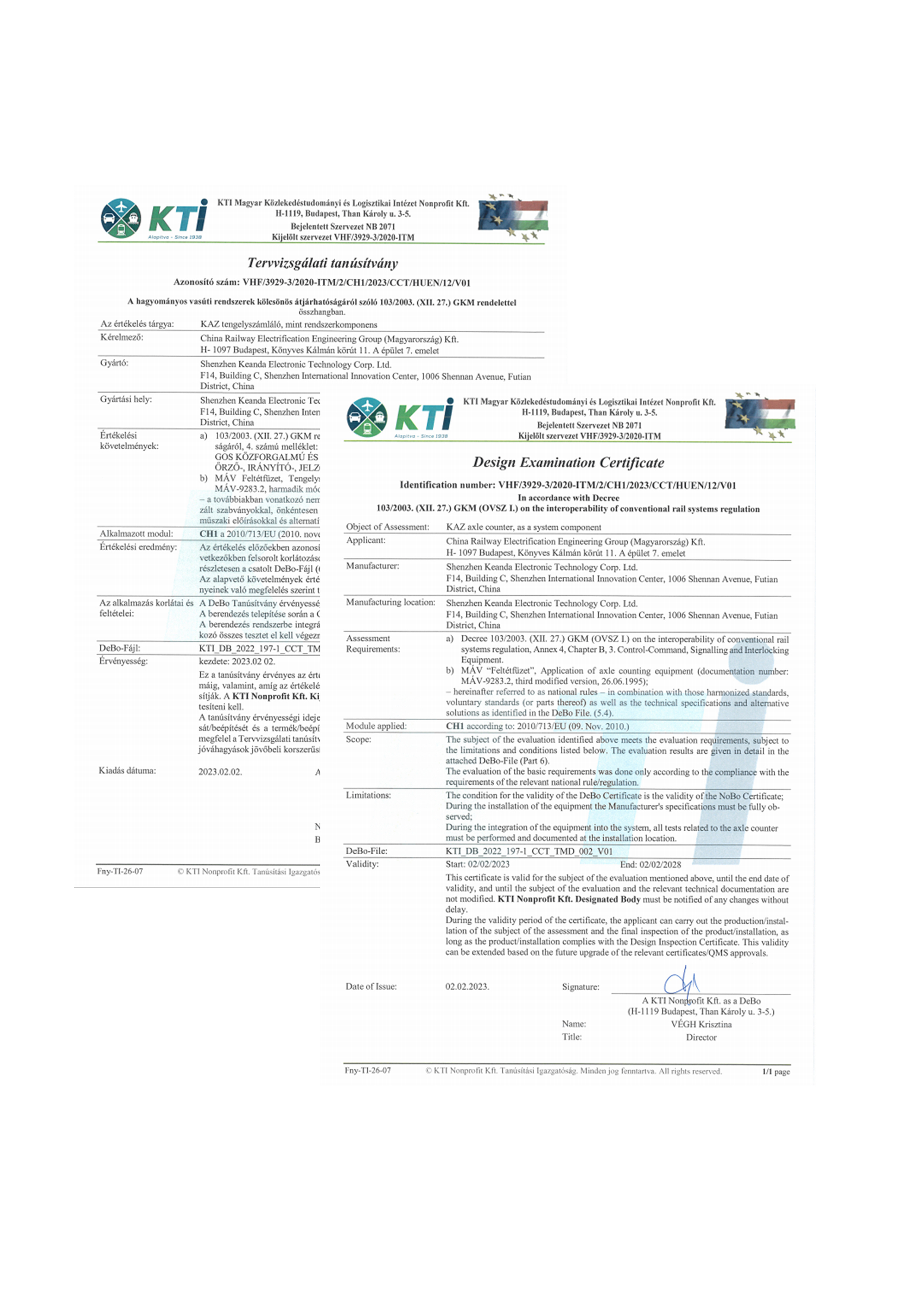 Design Examination Certificate