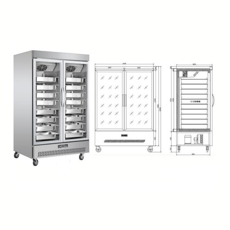  Double glass doors Gn pans botton unit upright chiller