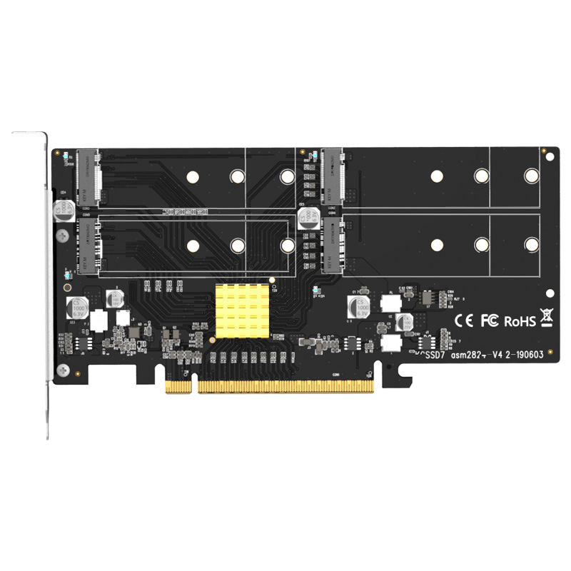 KCSSD7 PCIe x 16 to 4 Bays NVMe M.2 Adapter Card
