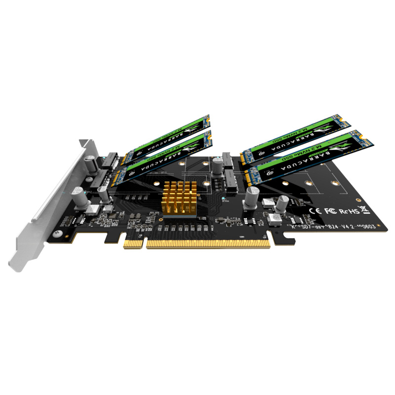 KCSSD7 PCIe x 16 to 4 Bays NVMe M.2 Adapter Card