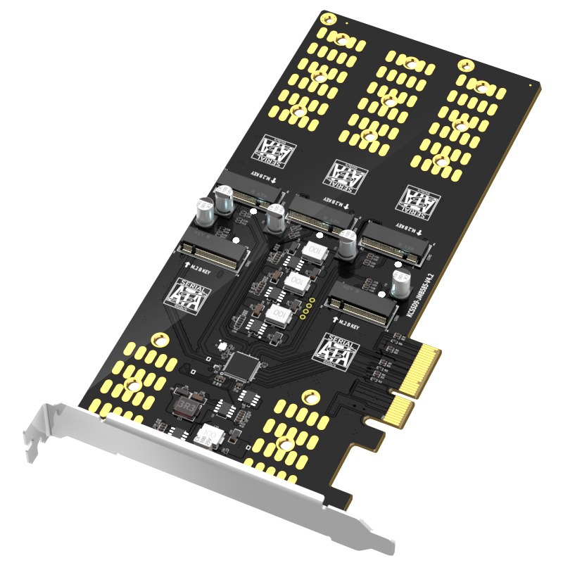 KCSSD9 PCIe x 4 to 5 Bays B&M Key SATA M.2 Adapter Card