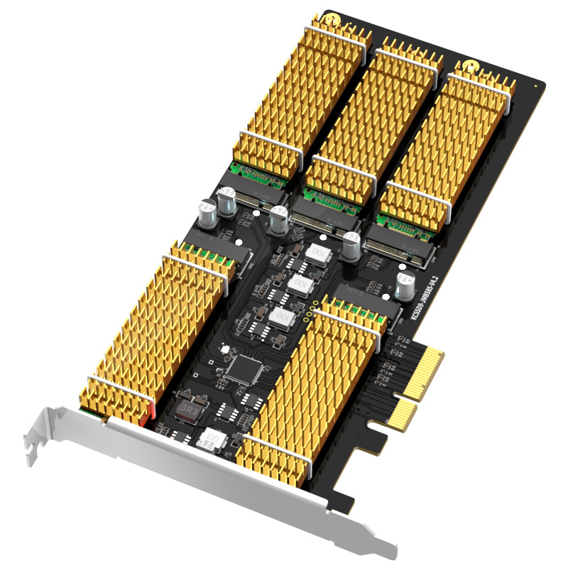KCSSD9 PCIe x 4 to 5 Bays B&M Key SATA M.2 Adapter Card
