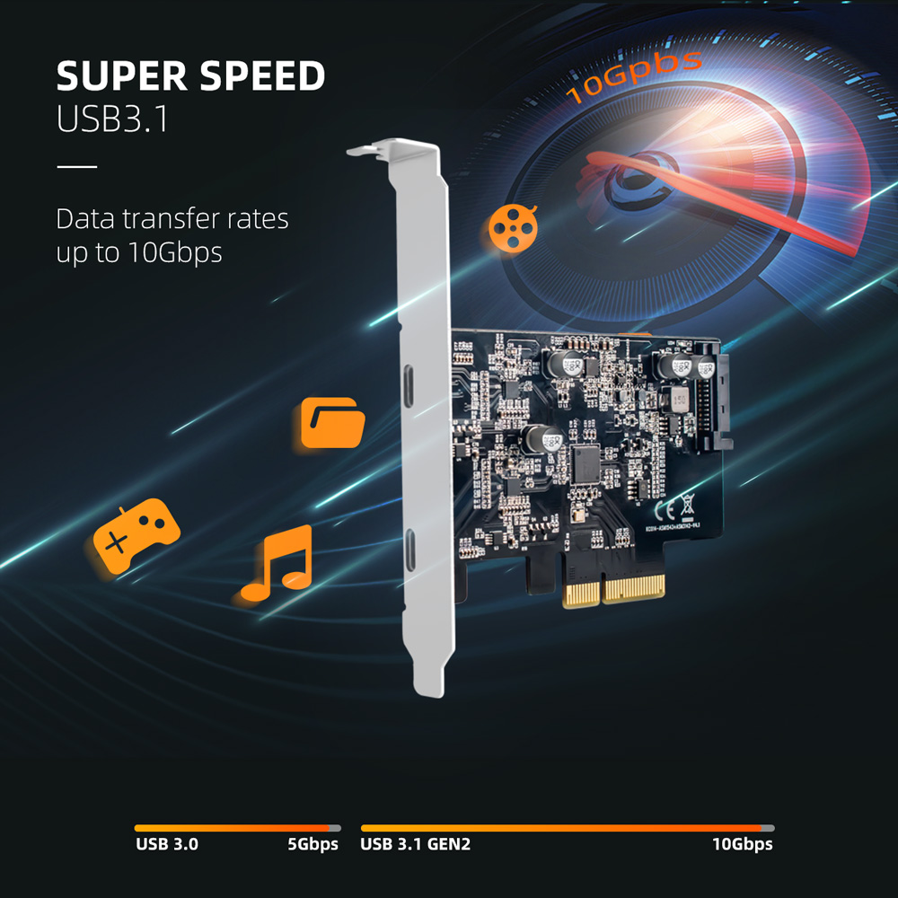 KC014 USB 3.2 gen 2 to PCIe x4 lane express adapter converter type C 2 ports