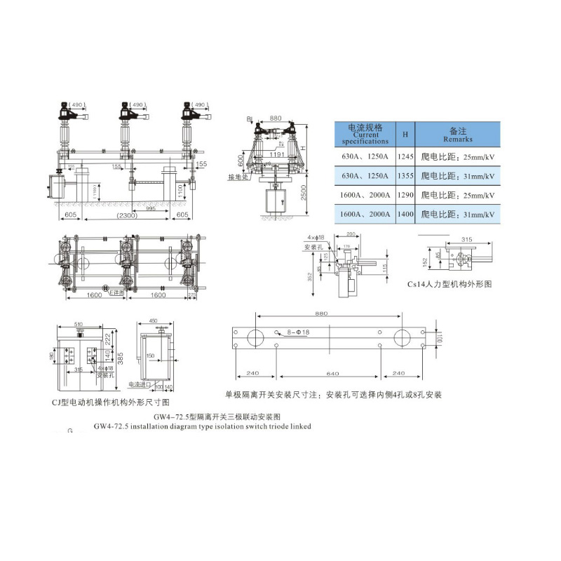 Outdoor HV disconnecting switch GW4（2）