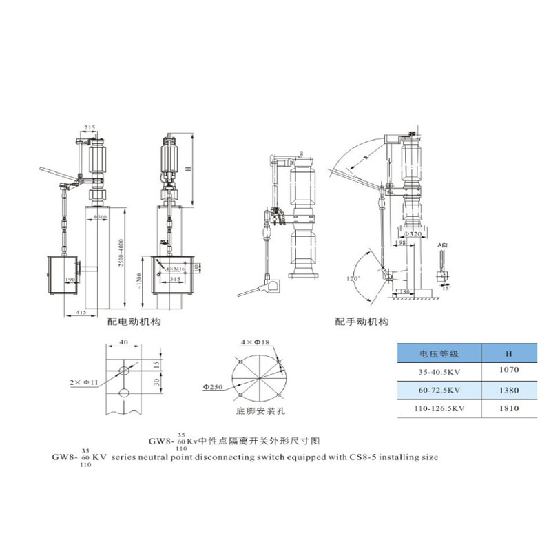 Neutral point outdoor HV disconnecting switch GW8 GW13