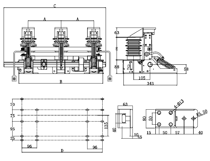 JN17-D-12/50 Indoor High voltage AC Electric Motorized Earthing switch Grounding switch  from JUCRO