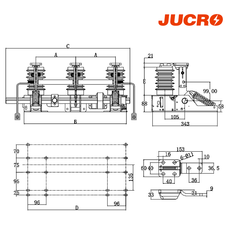 JN15-D-12/31.5 Indoor High voltage Electric Motorized Earthing switch Grounding switch  from JUCRO 