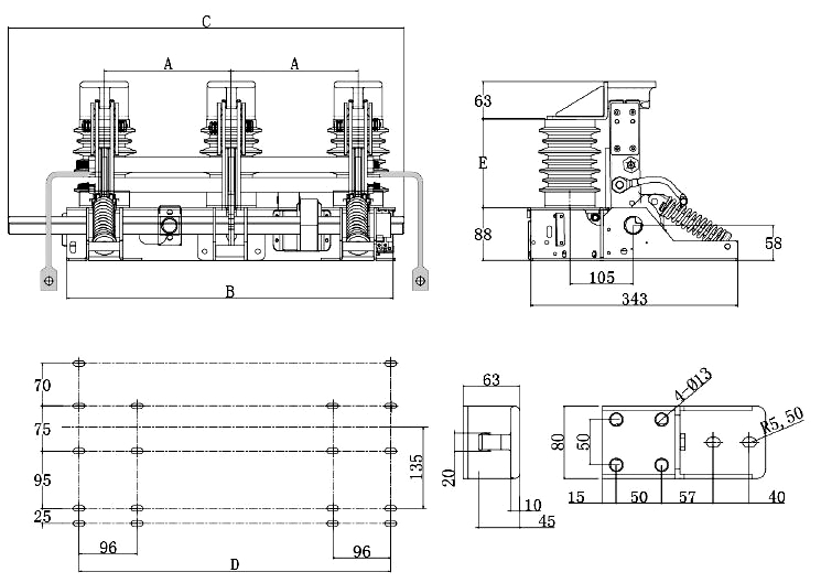 JN17-D-12/40 Indoor High voltage AC Electric Motorized Earthing switch Grounding switch  from JUCRO