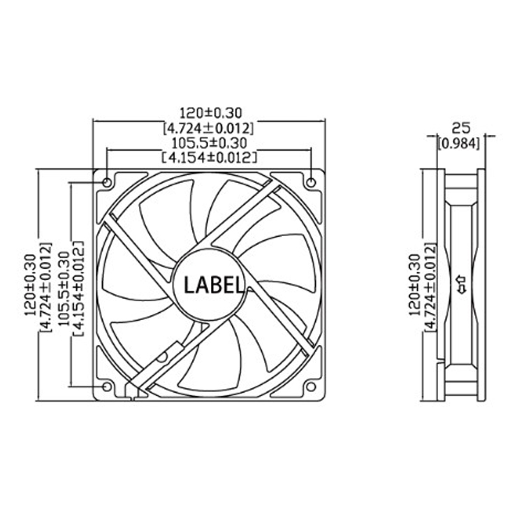DC motor design fans cooling  120 x 120 x 25 from Hubei JUCRO ELECTRIC