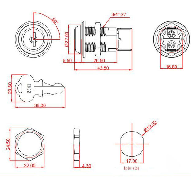 KEY SWITCH LOCK （KSL912M）
