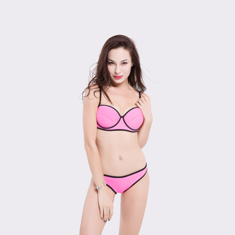 Women's Colorblock Halter Triangle Top and Tie Side Bikini 2 Piece Swimsuit