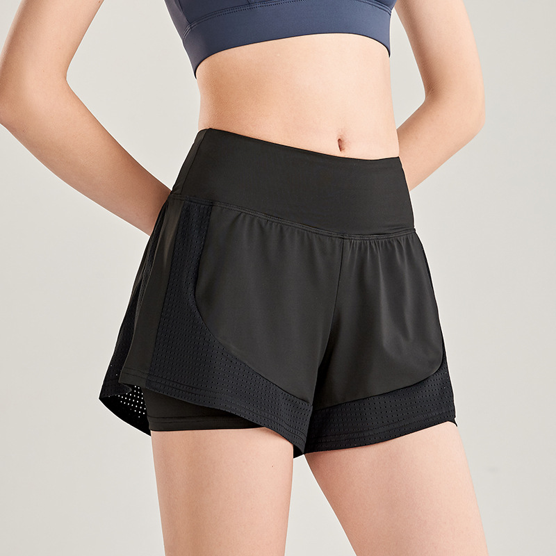Women's Running Shorts 2-in-1 Double Layer Elastic Workout Fitness Active Yoga 