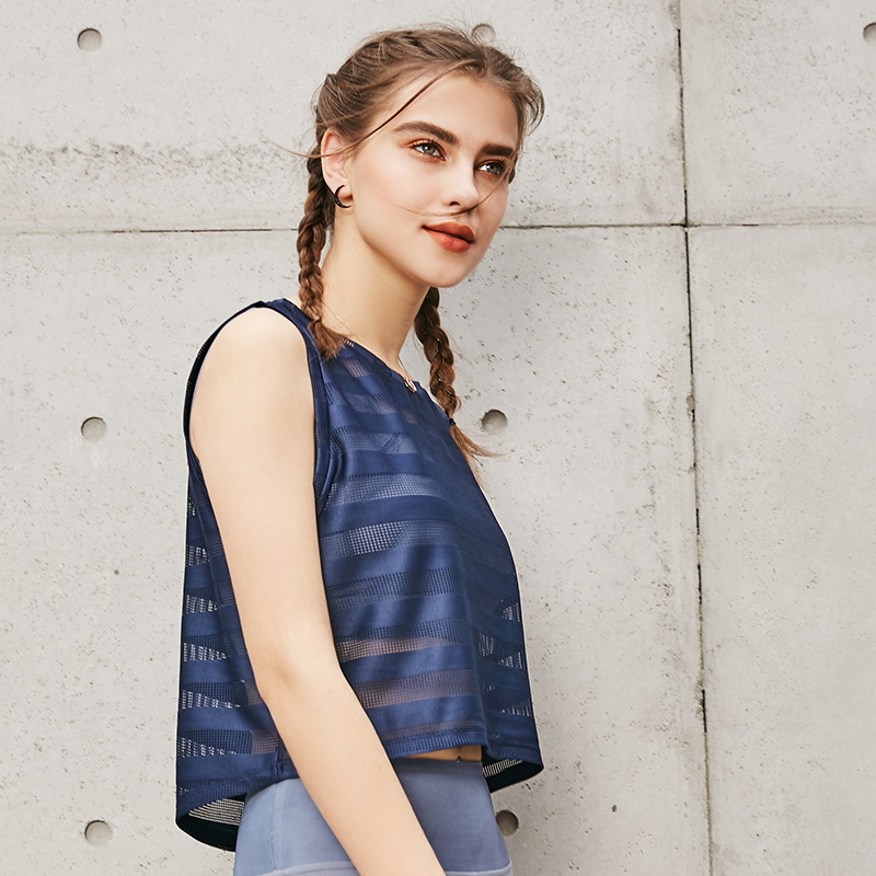 Summer new striped mesh sports fitness vest yoga smock