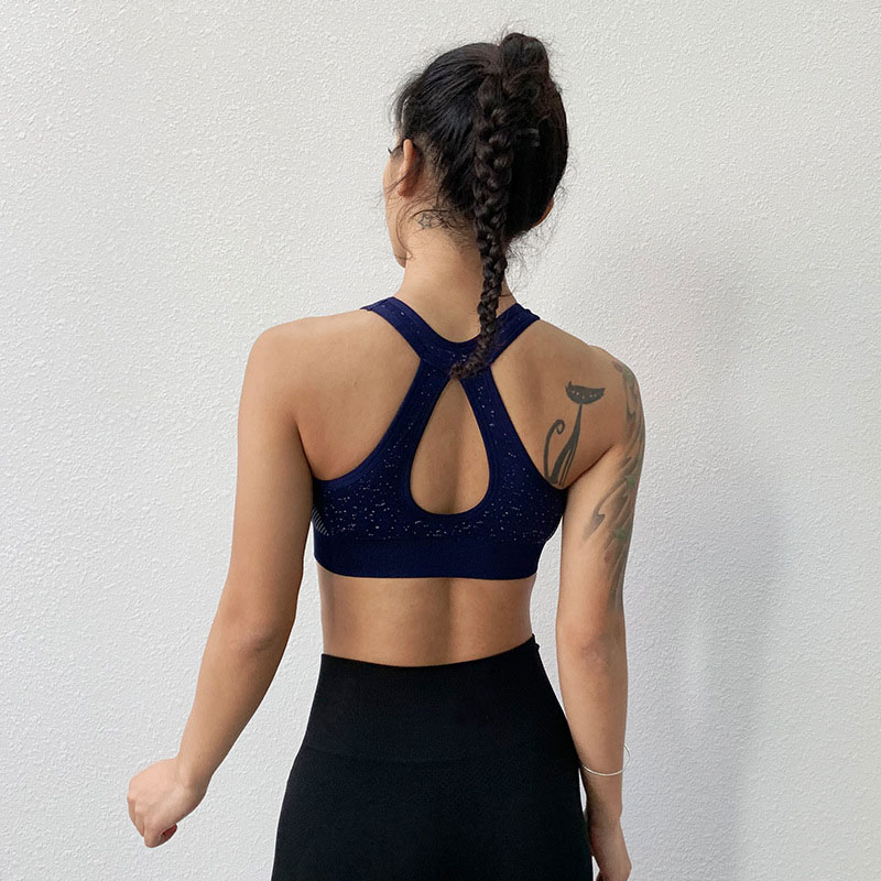 Front zipper high strength shockproof professional training sports bra