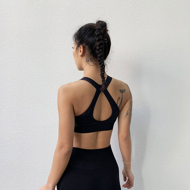 Front zipper high strength shockproof professional training sports bra