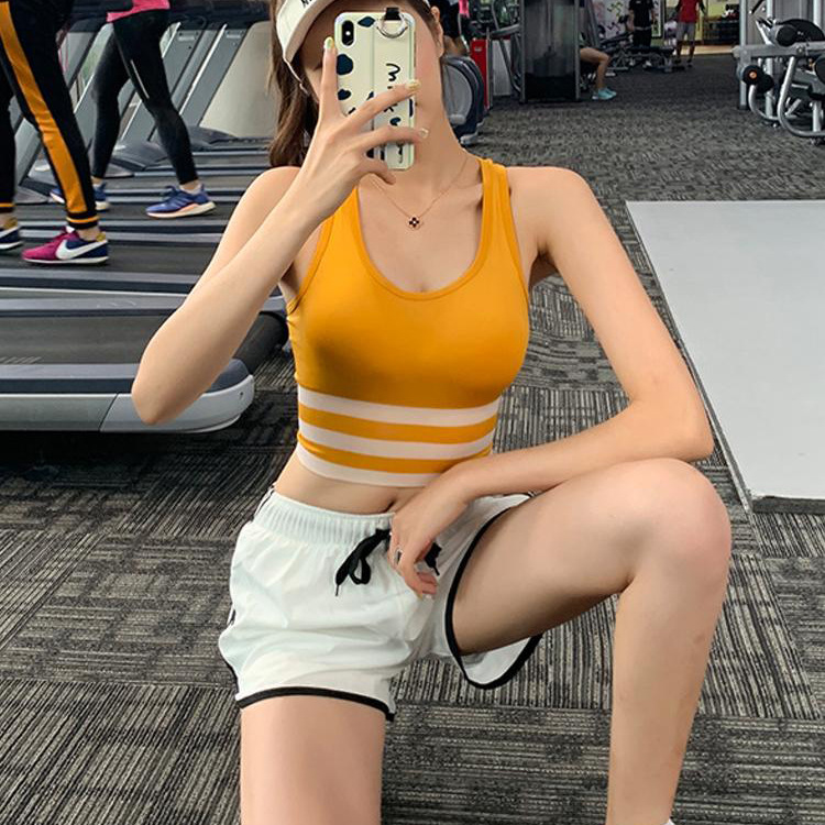 Summer sexy striped sports bra yoga fitness vest