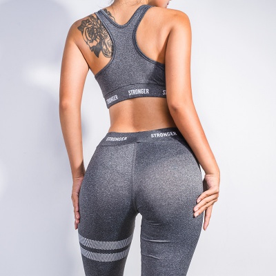 Fashion letter contrast printing stitching gym sleeveless sports suit