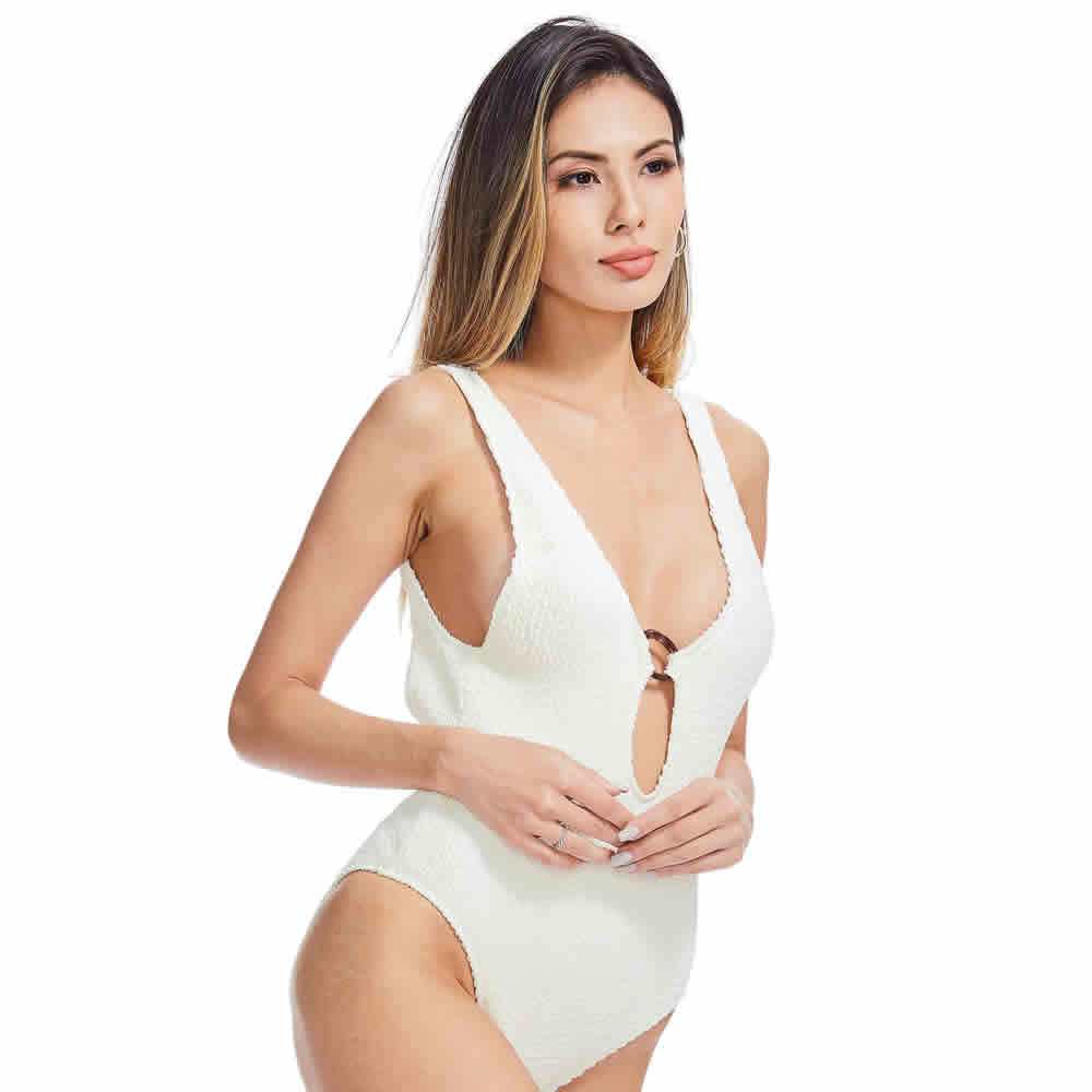 Women Deep V Neck One Piece Swimwear Backless High Waist Bathing Suits Swimsuit for Women