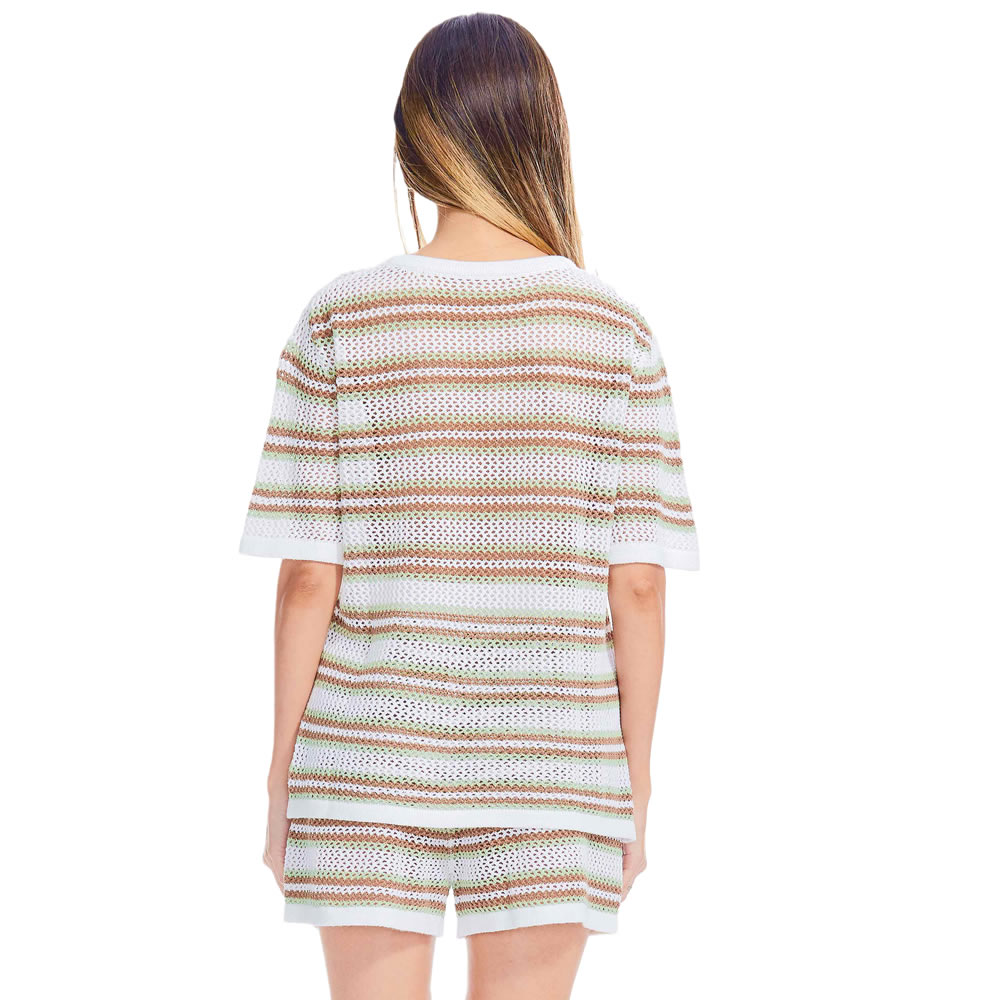 Women’s Casual Two Pieces Knit  Round Neck T Shirt and Shorts Sets