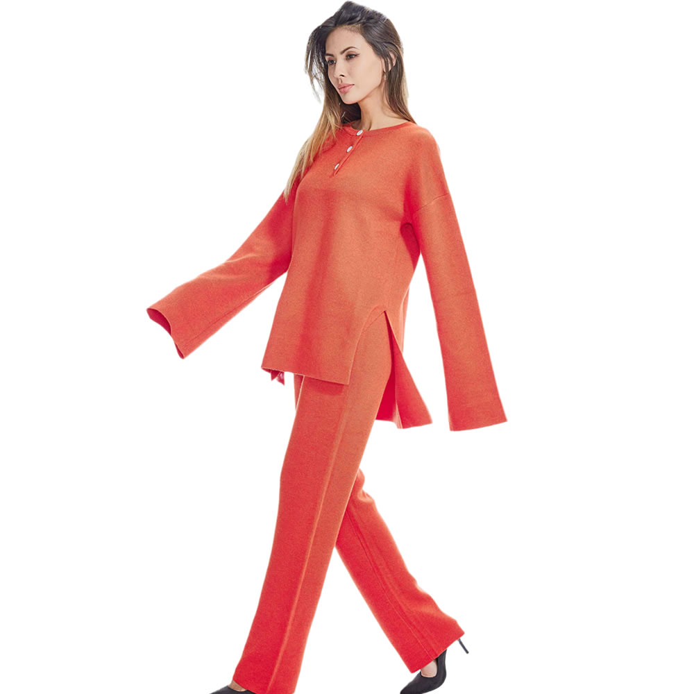 Womens Knit Pullover Sweater Top & Long Pants Set 2 Piece 