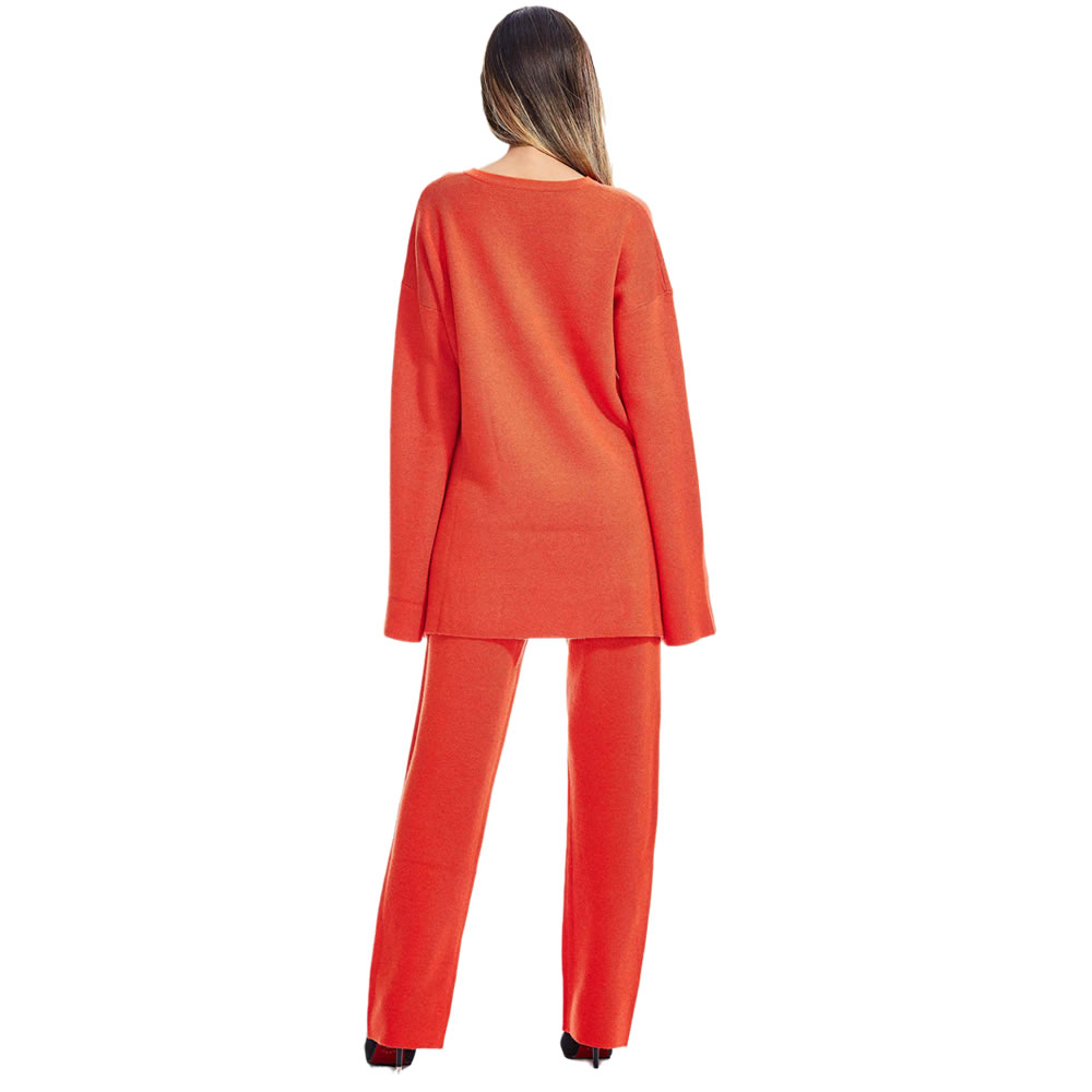 Womens Knit Pullover Sweater Top & Long Pants Set 2 Piece 
