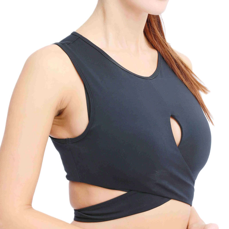 Beautiful back underwear women gather vest type sports bra with chest pad tube top yoga wrap chest
