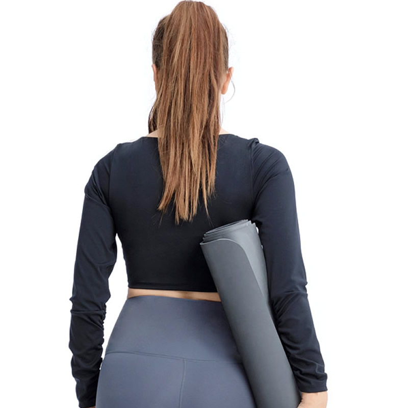 Beautiful back loose long sleeve yoga clothes fitness sports t-shirt women