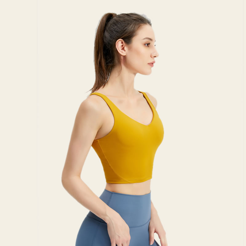 Fit Sports Bra for Women Longline Padded Bra Yoga Crop Tank Tops Fitness Workout Running Top