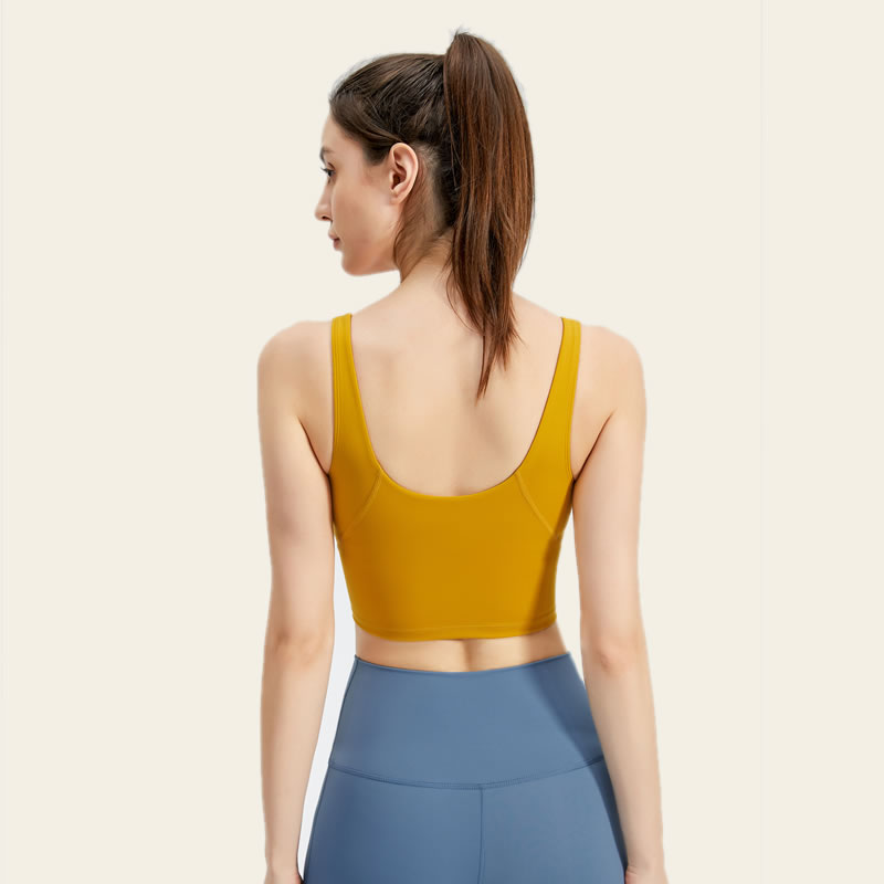 Fit Sports Bra for Women Longline Padded Bra Yoga Crop Tank Tops Fitness Workout Running Top
