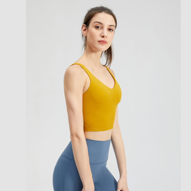 Fit Sports Bra for Women Longline Padded Bra Yoga Crop Tank Tops Fitness Workout Running Top