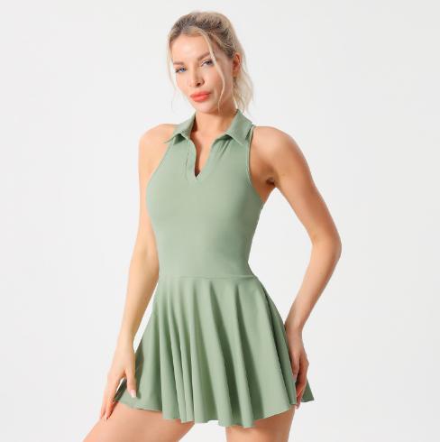 Cross border Lulu Tennis Skirt Set Women's Chest Mat Tennis Clothes Outdoor Badminton Skirt Yoga Sports Skirt Wholesale